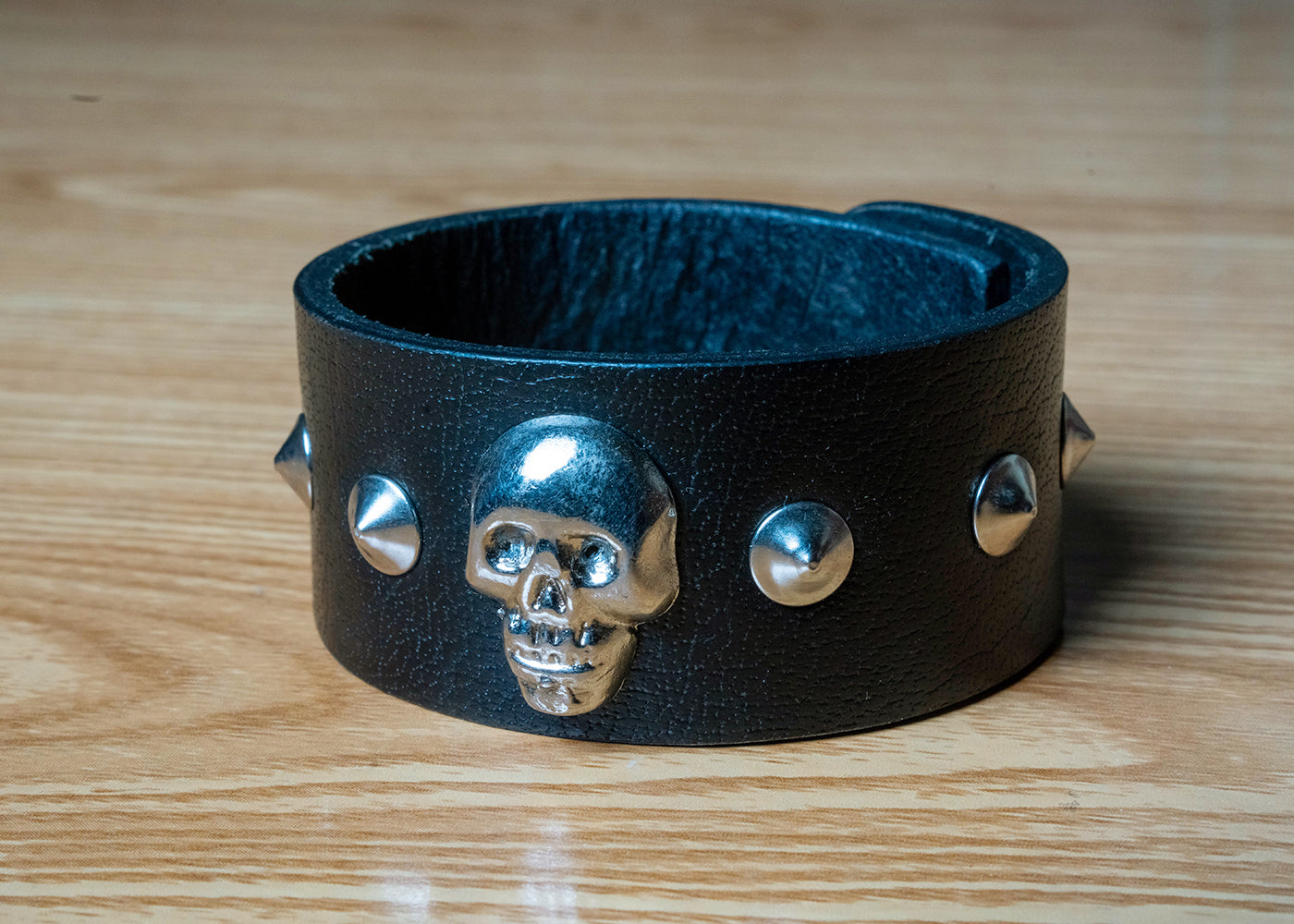 Handcrafted Black Fancy Leather Bracelet