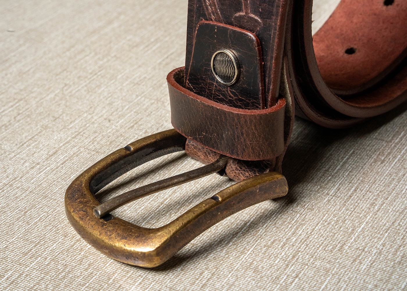 Genuine Brown Handmade Embossed Leather Belt