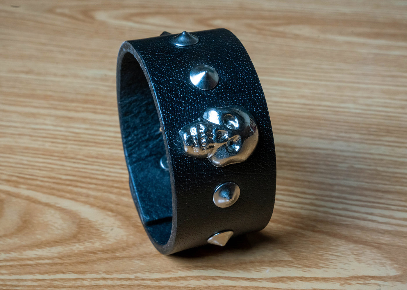 Handcrafted Black Fancy Leather Bracelet