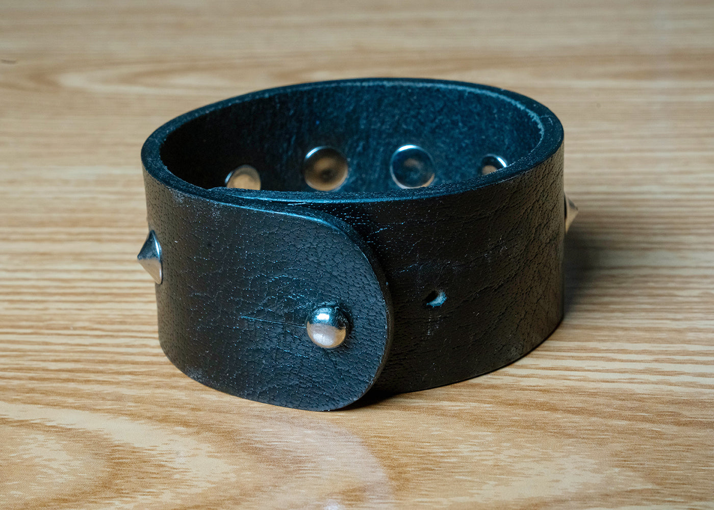 Handcrafted Black Fancy Leather Bracelet
