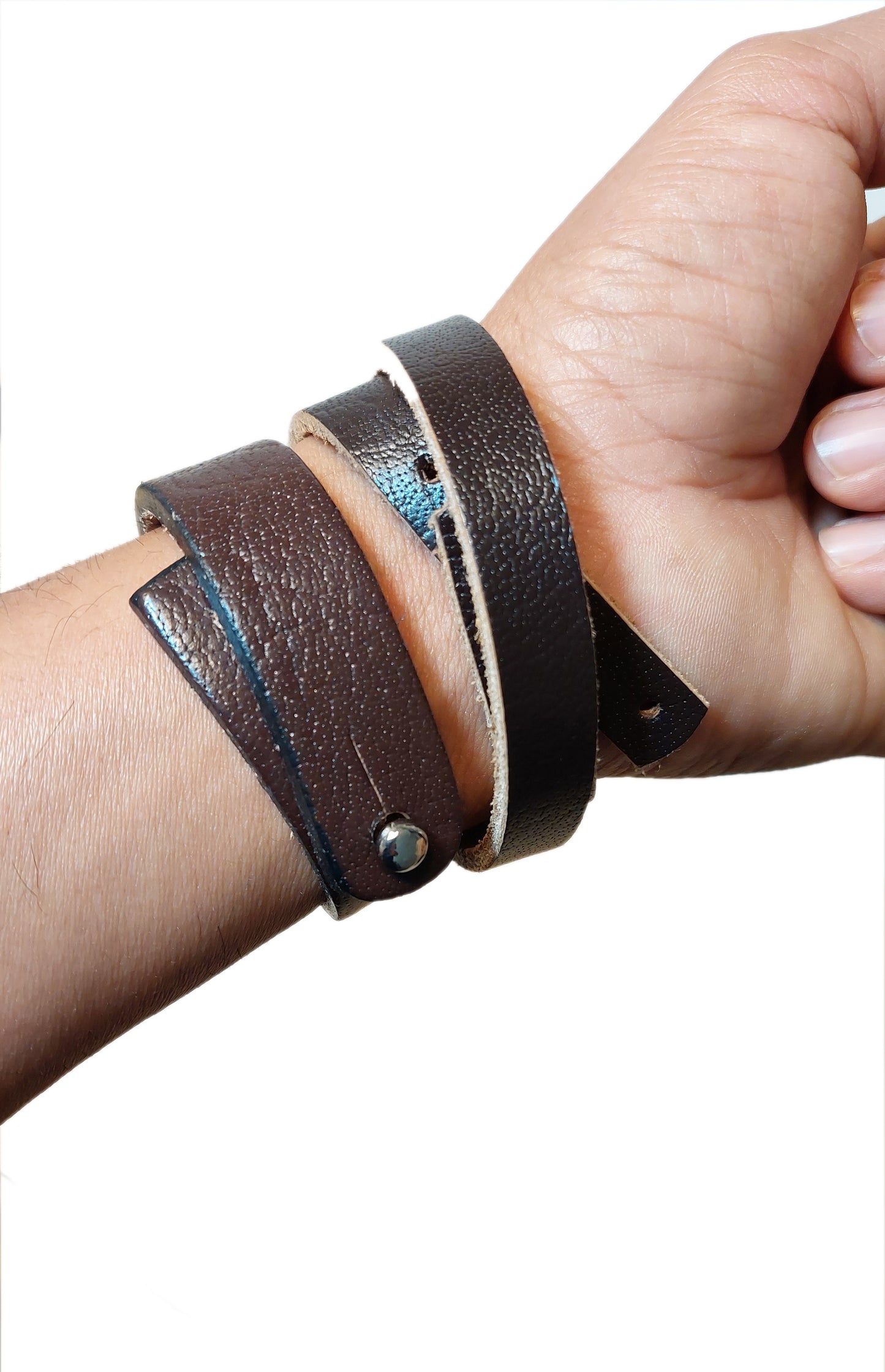 Handcrafted Brown Genuine Leather Wrap Bracelet