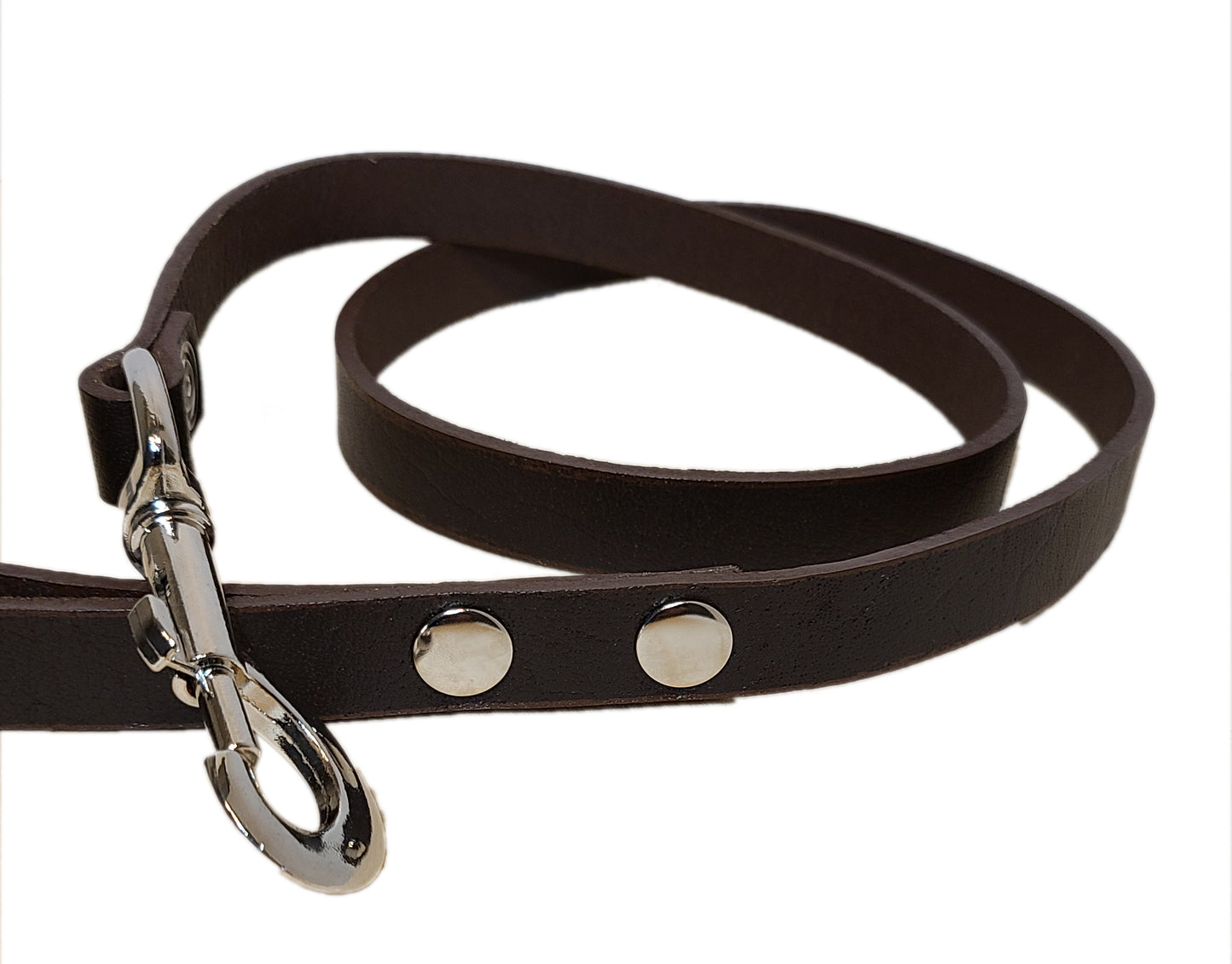 Leather Dog Leash - One piece with Steel Hook