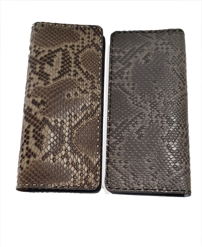 Genuine Brown Leather Wallet, Snake Skin Pattern Leather Wallet, Premium Mens Accessory, Anniversary Gift for Husband, Gift for Him