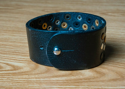 Handcrafted Black Fancy Genuine Leather Bracelet