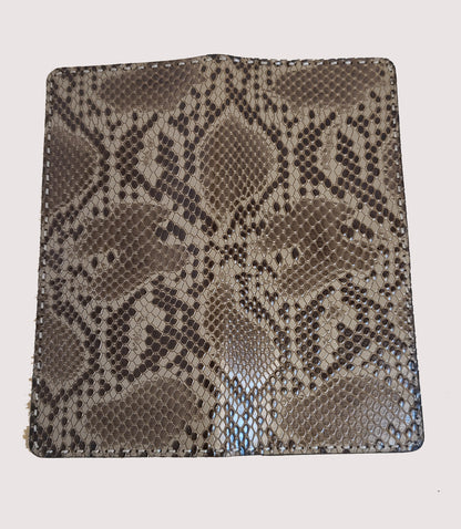 Genuine Brown Leather Wallet, Snake Skin Pattern Leather Wallet, Premium Mens Accessory, Anniversary Gift for Husband, Gift for Him