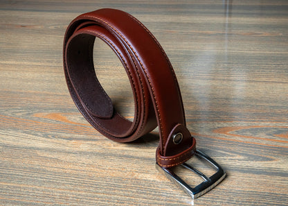 Brown Leather Belt, Full Grain Leather the top layer, Classic Shape, Men's Fashion Accessory, Anniversary Gift for Husband, Classic belt