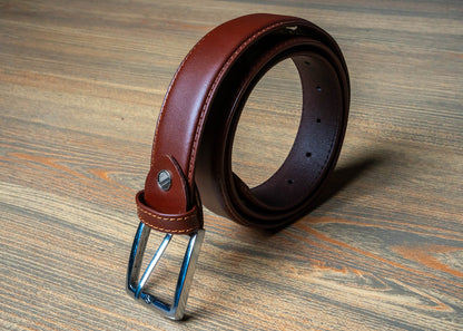 Brown Leather Belt, Full Grain Leather the top layer, Classic Shape, Men's Fashion Accessory, Anniversary Gift for Husband, Classic belt