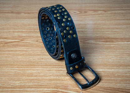 Handmade genuine leather belt - Rivet design