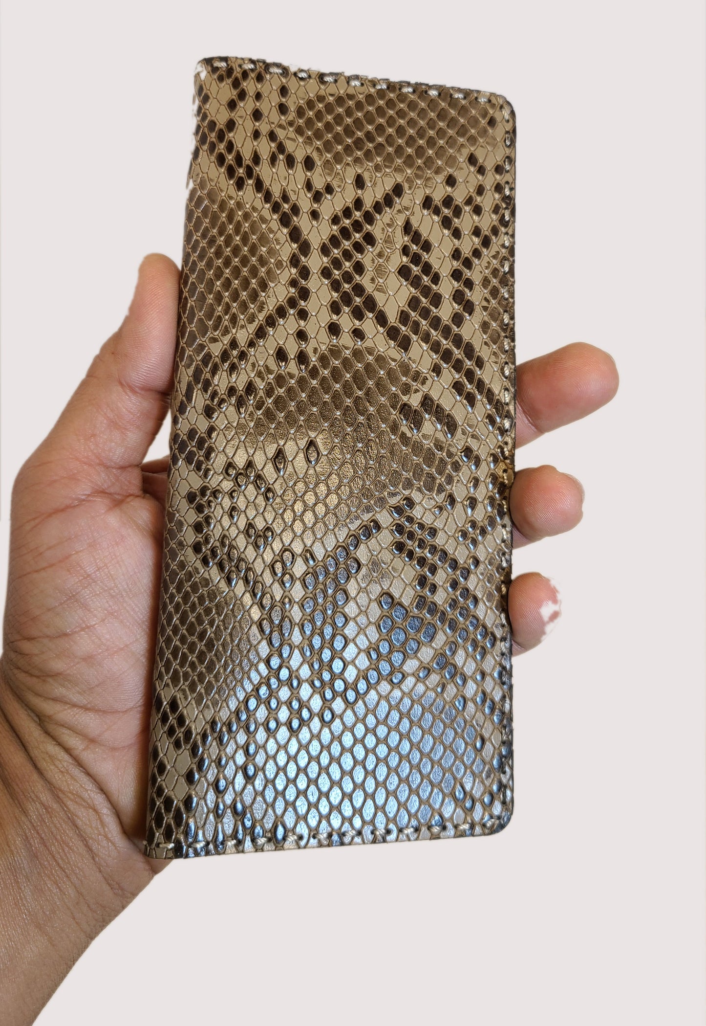 Genuine Brown Leather Wallet, Snake Skin Pattern Leather Wallet, Premium Mens Accessory, Anniversary Gift for Husband, Gift for Him