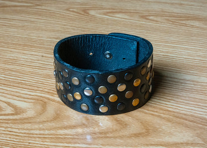 Handcrafted Black Fancy Genuine Leather Bracelet