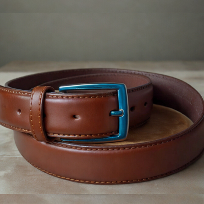 Brown Leather Belt, Full Grain Leather the top layer, Classic Shape, Men's Fashion Accessory, Anniversary Gift for Husband, Classic belt